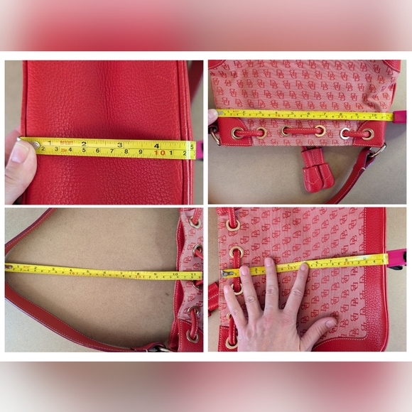 Dooney & Bourke | Red Signature Bucket Drawstring Shoulder Bag, Cloth & Leather - Picture 16 of 16